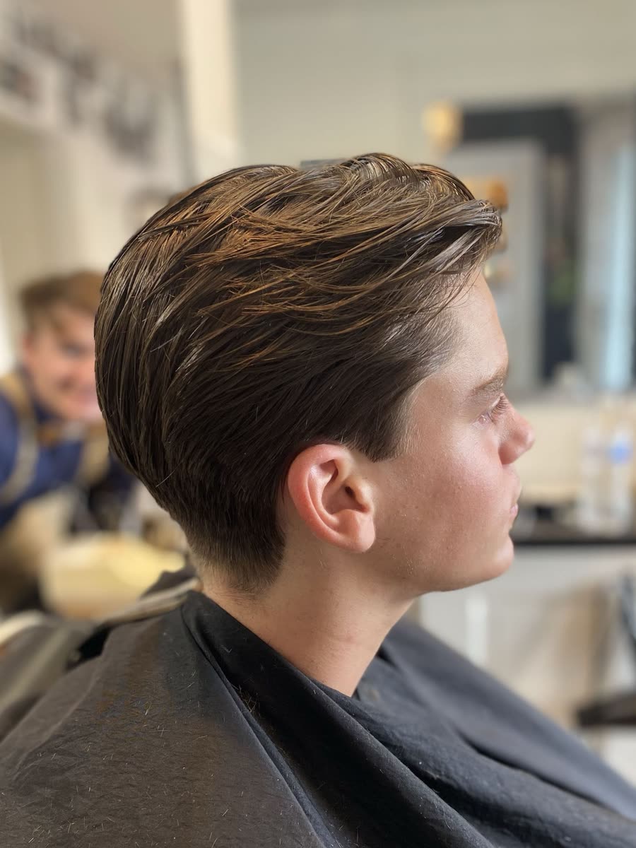 Longer scissor cut swept back